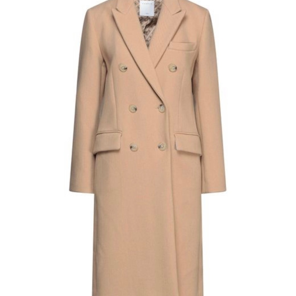 New Sandro women double breasted coat in size 42 camel fully lined